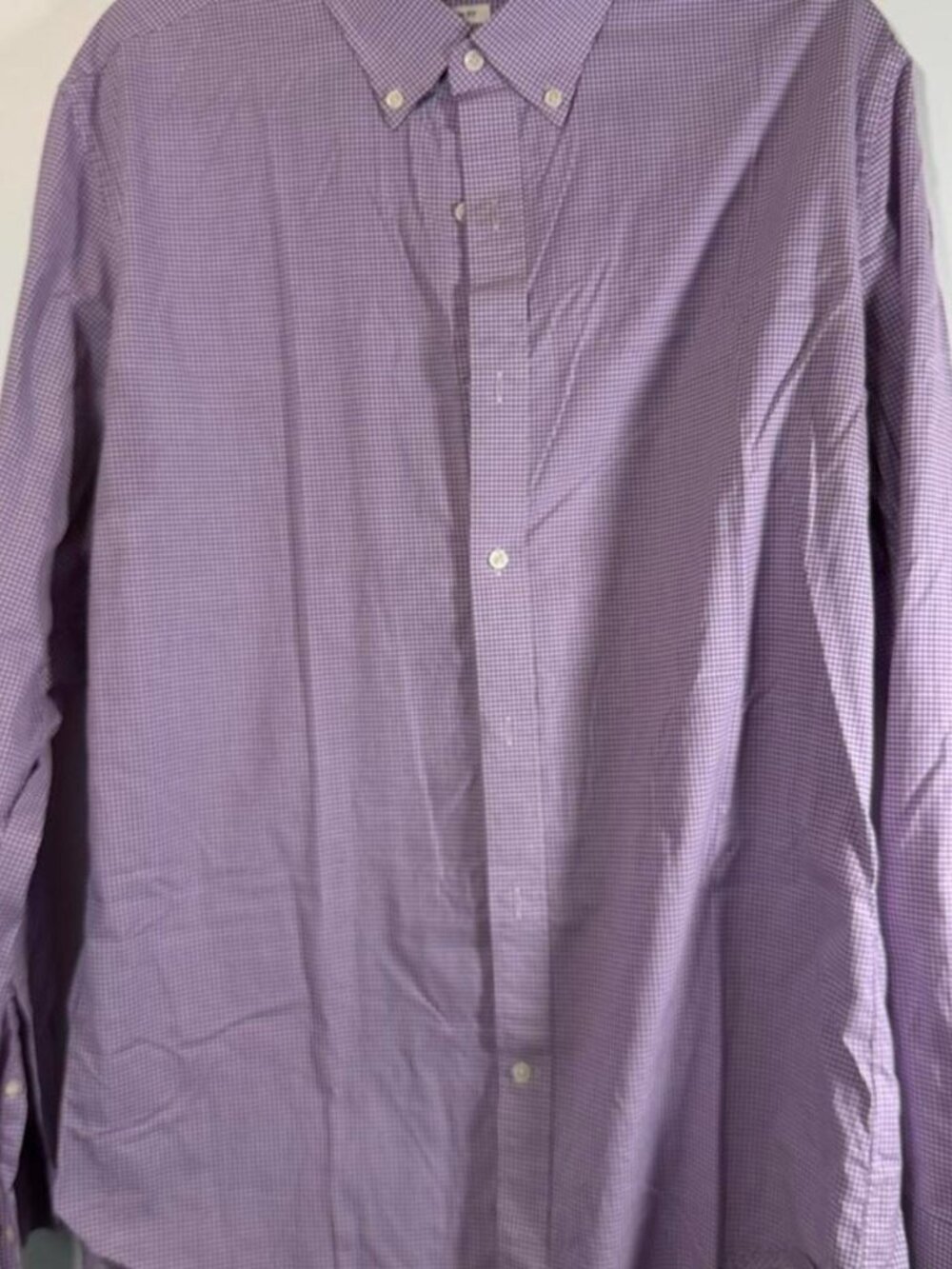 Uniqlo Purple & White Gingham Slim Fit Button Down Shirt Size L